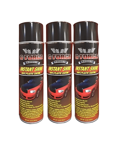 G Force Instant Shine aerosol cans for automotive vinyl, plastic and dashboard shine