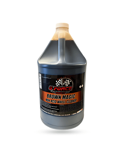 Brown magic non-acid chemical so using the product straight will not eat away at metal like an Aluminum Brightener
