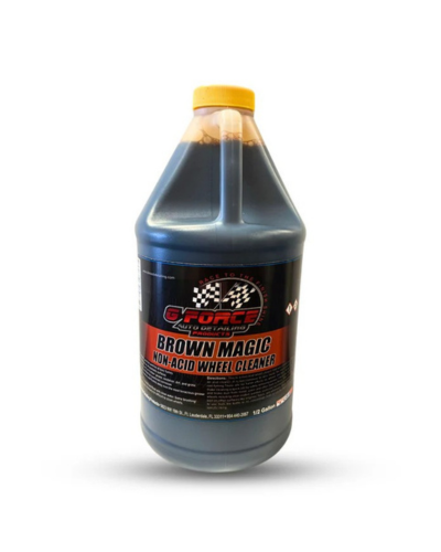 Brown Magic Wheel and Tire Cleaner Powerful cleaner designed to remove dirt, grease, and brake dust from wheels and tires, restoring a deep, clean finish