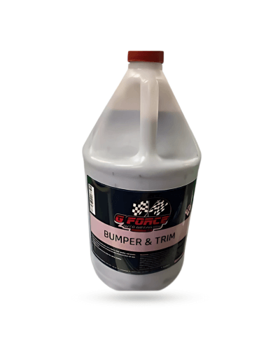 G Force Bumper and Trim Restorer gallon container for automotive plastic trim and rubber restoration